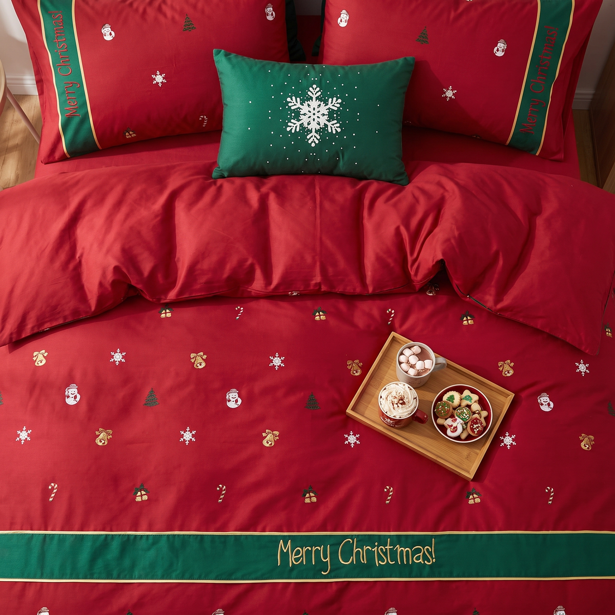 Christmas Egyptian Cotton Percale Duvet Cover Set - lifestyle