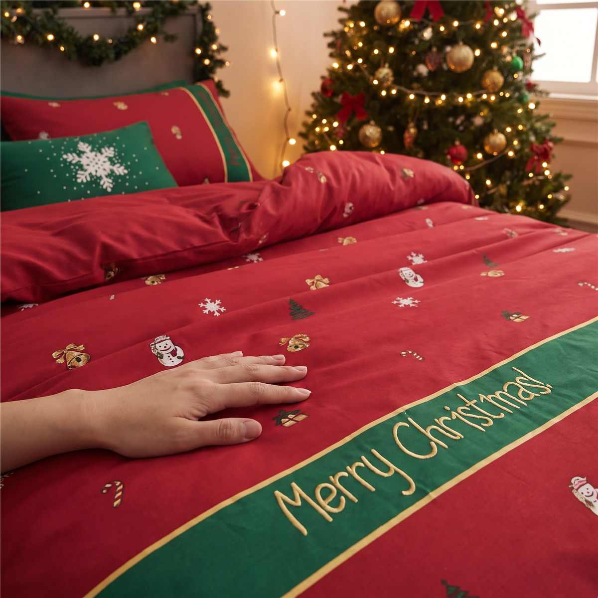 Christmas Egyptian Cotton Percale Duvet Cover Set - lifestyle
