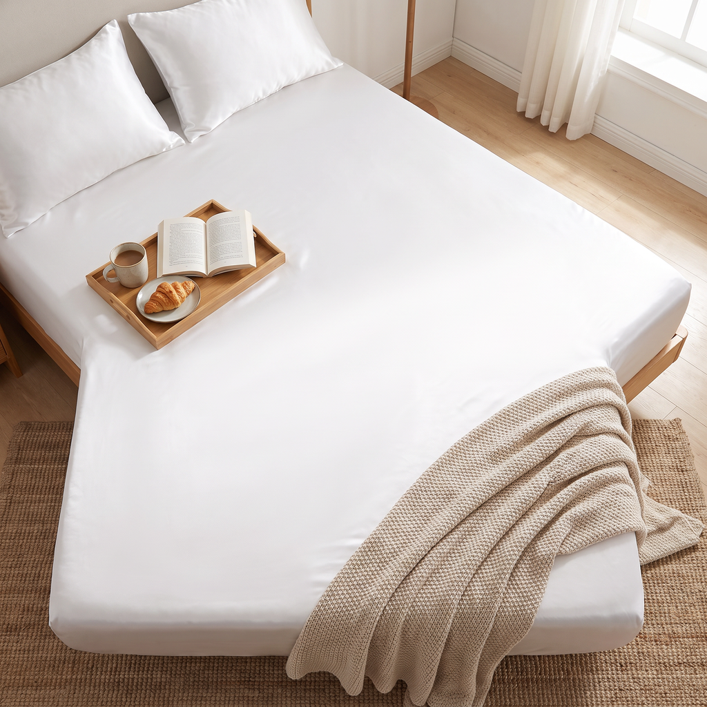 Ultrafine Fiber Satin Fitted Sheet - lifestyle