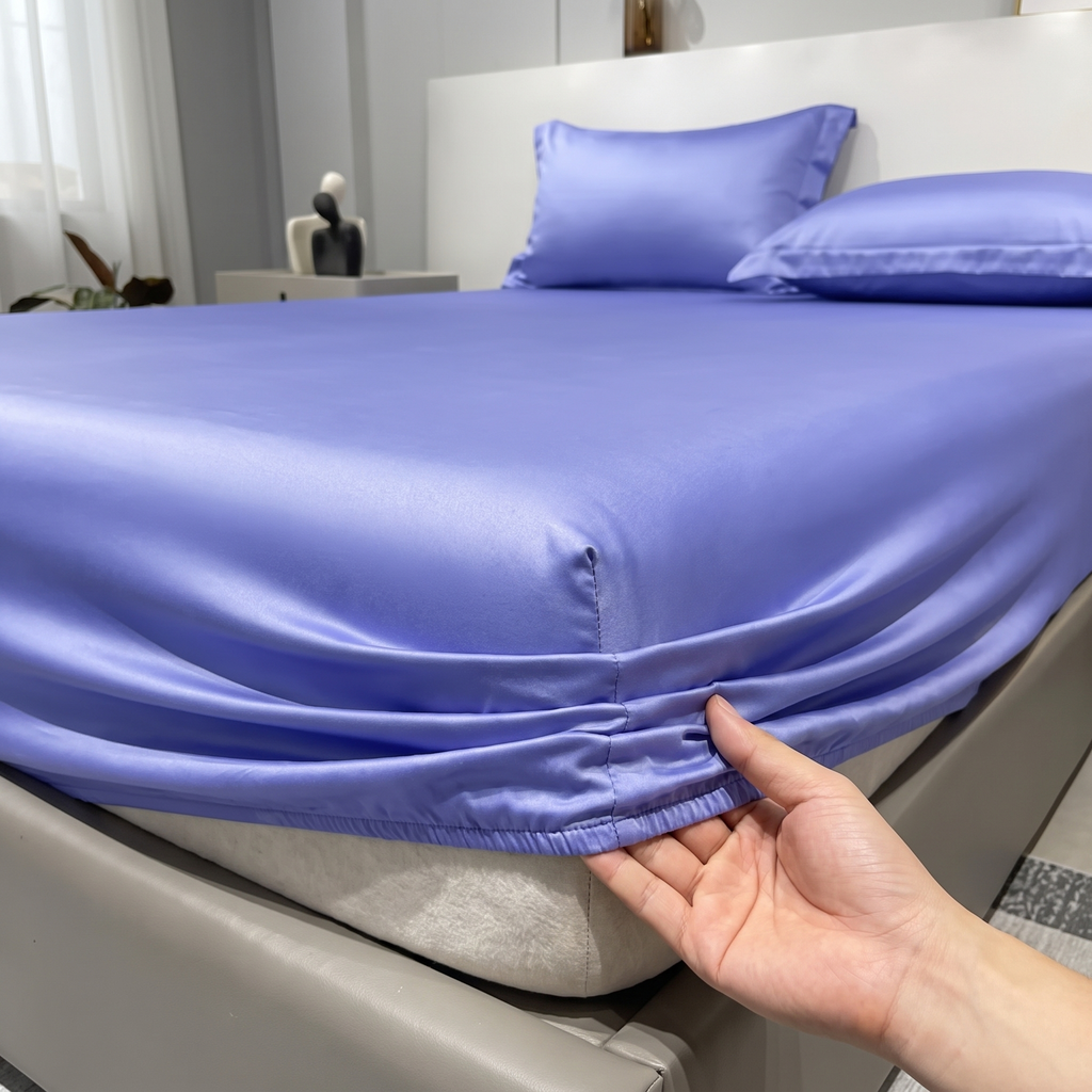 Smooth Satin-Feel Polyester Fitted Sheet - lifestyle