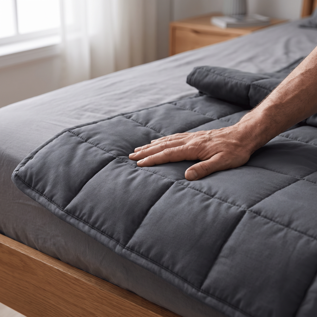 Quilted Cotton Glass Bead Weighted Blanket - lifestyle