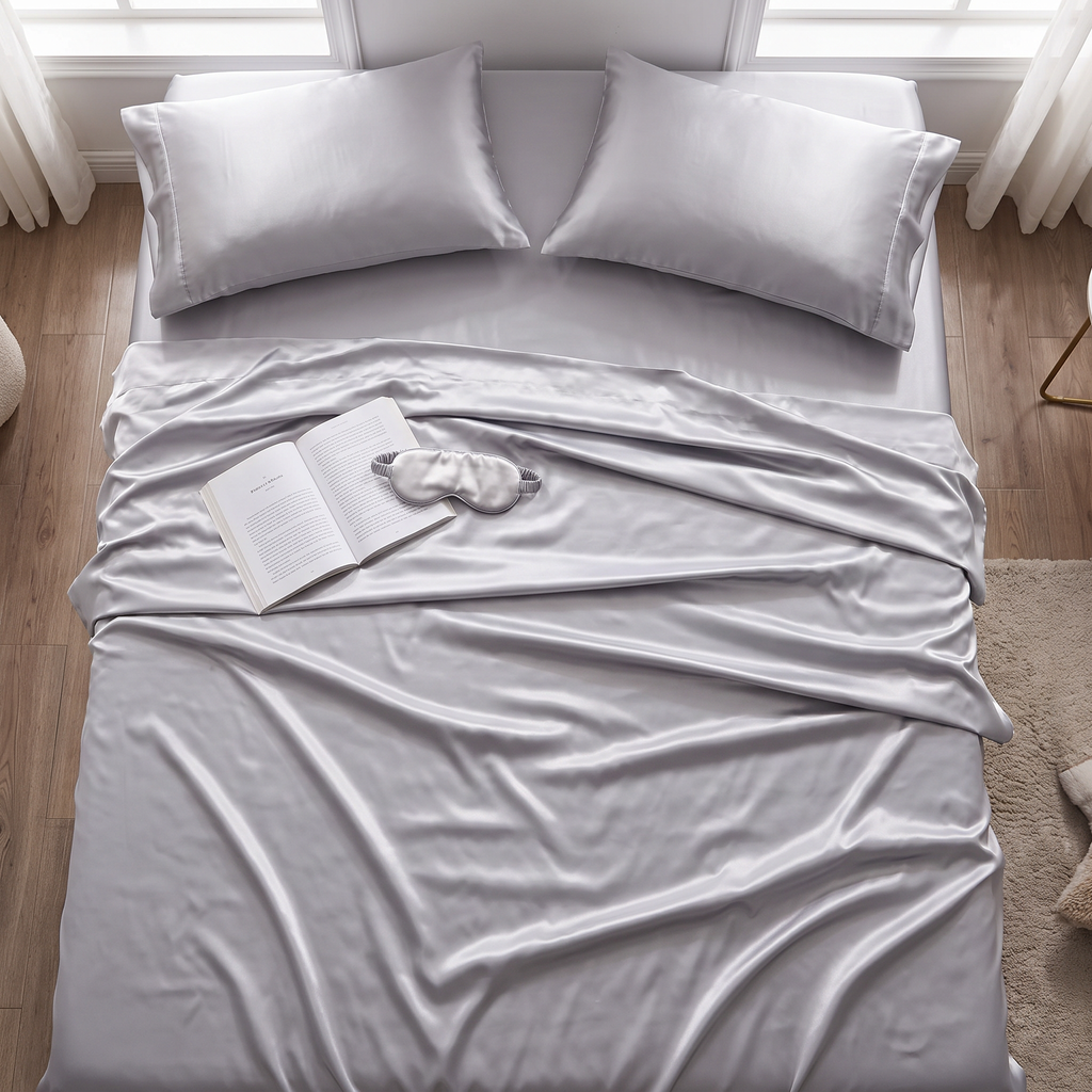 Silky Satin Sheet Set with Pillowcases - lifestyle