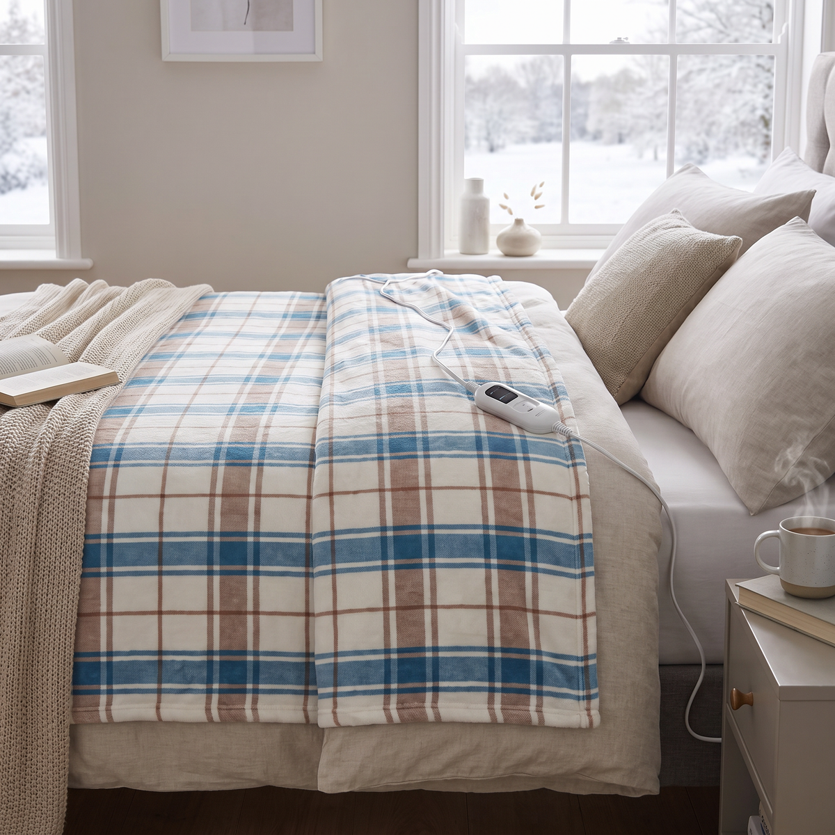 Plaid Plush Electric Heated Blanket - lifestyle