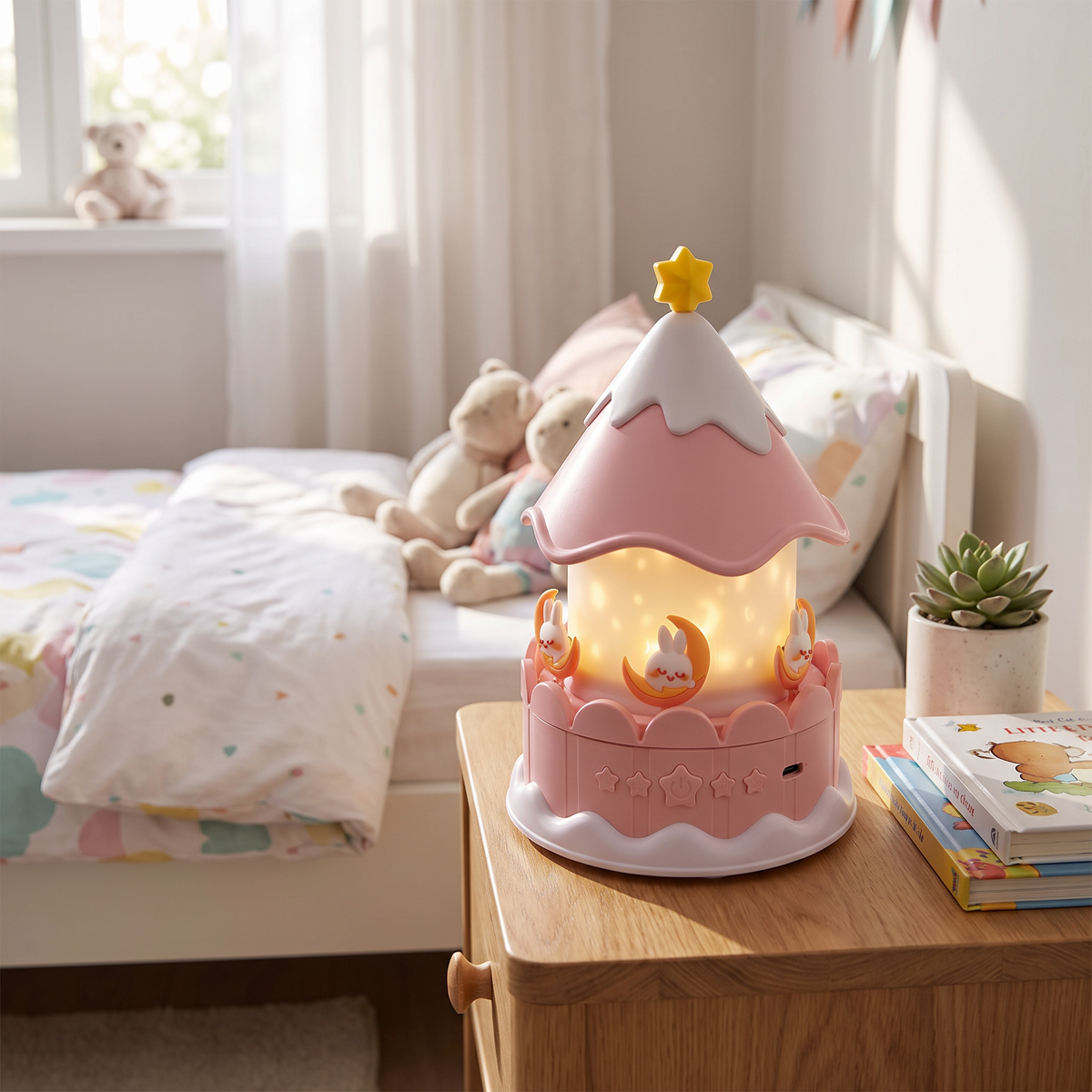 Musical Carousel Star Projector Night Light - lifestyle