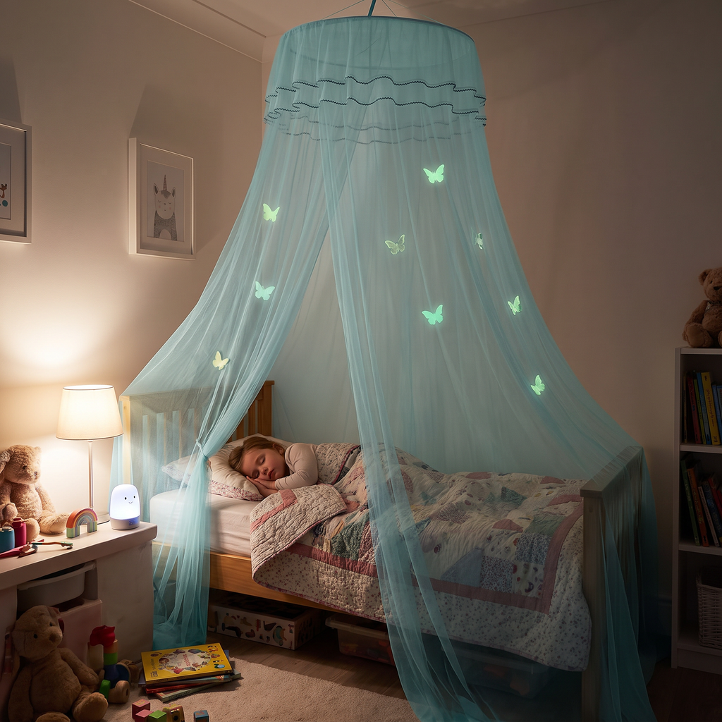 Dome Bed Canopy with Glow-in-the-Dark Butterflies - lifestyle