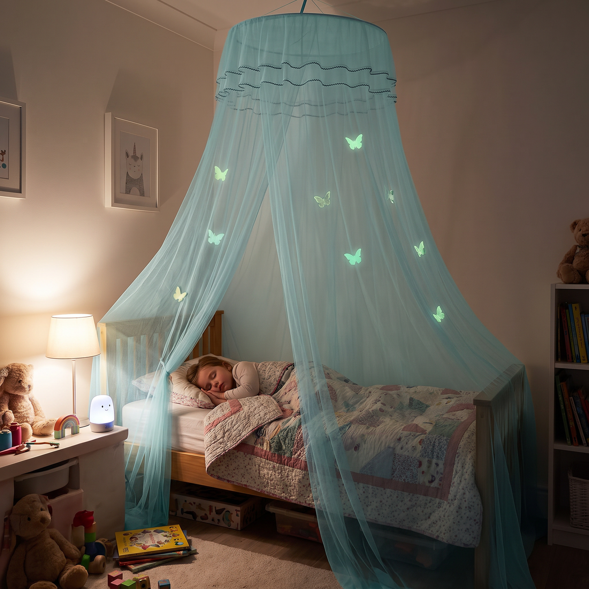 Dome Bed Canopy with Glow-in-the-Dark Butterflies - lifestyle