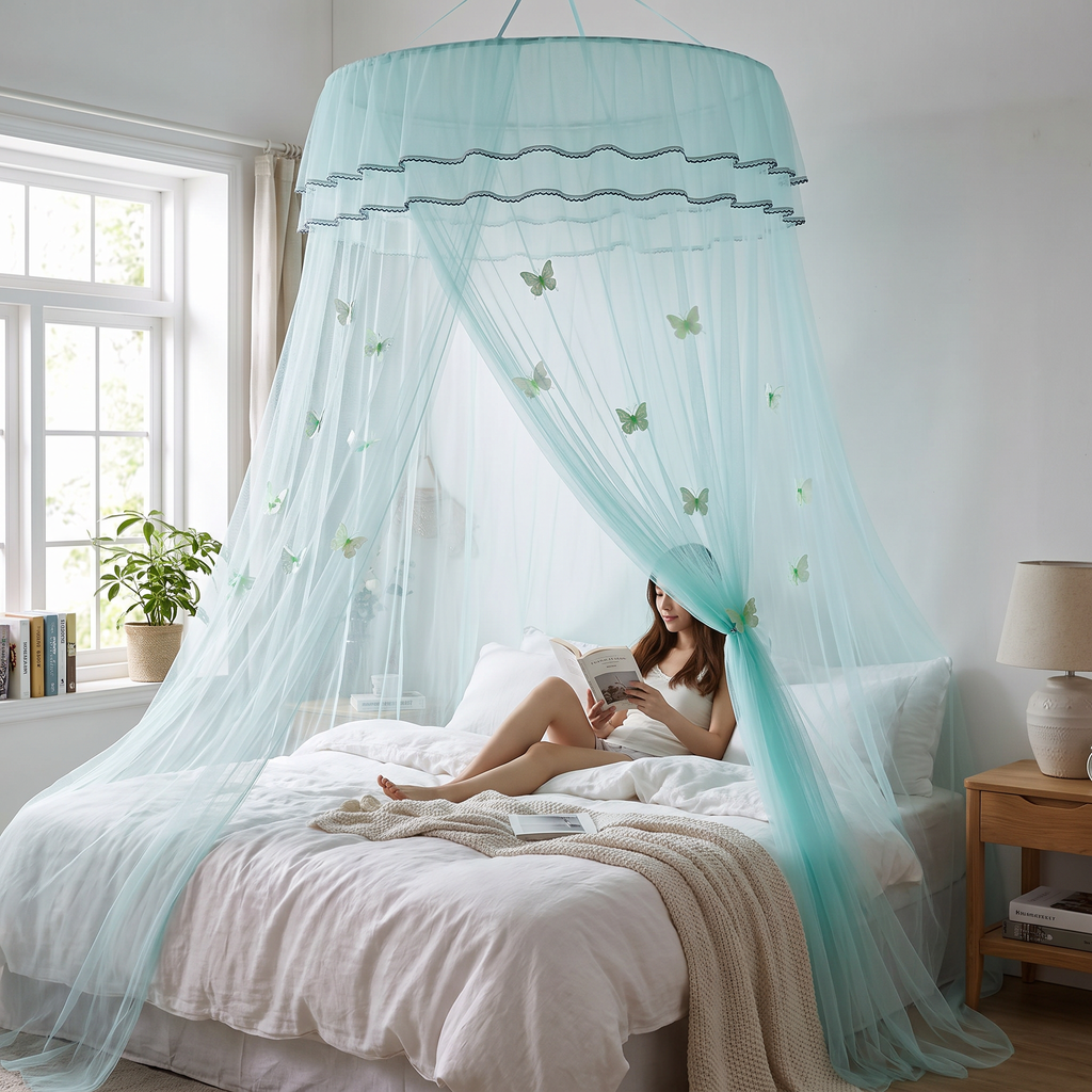 Dome Bed Canopy with Glow-in-the-Dark Butterflies - lifestyle