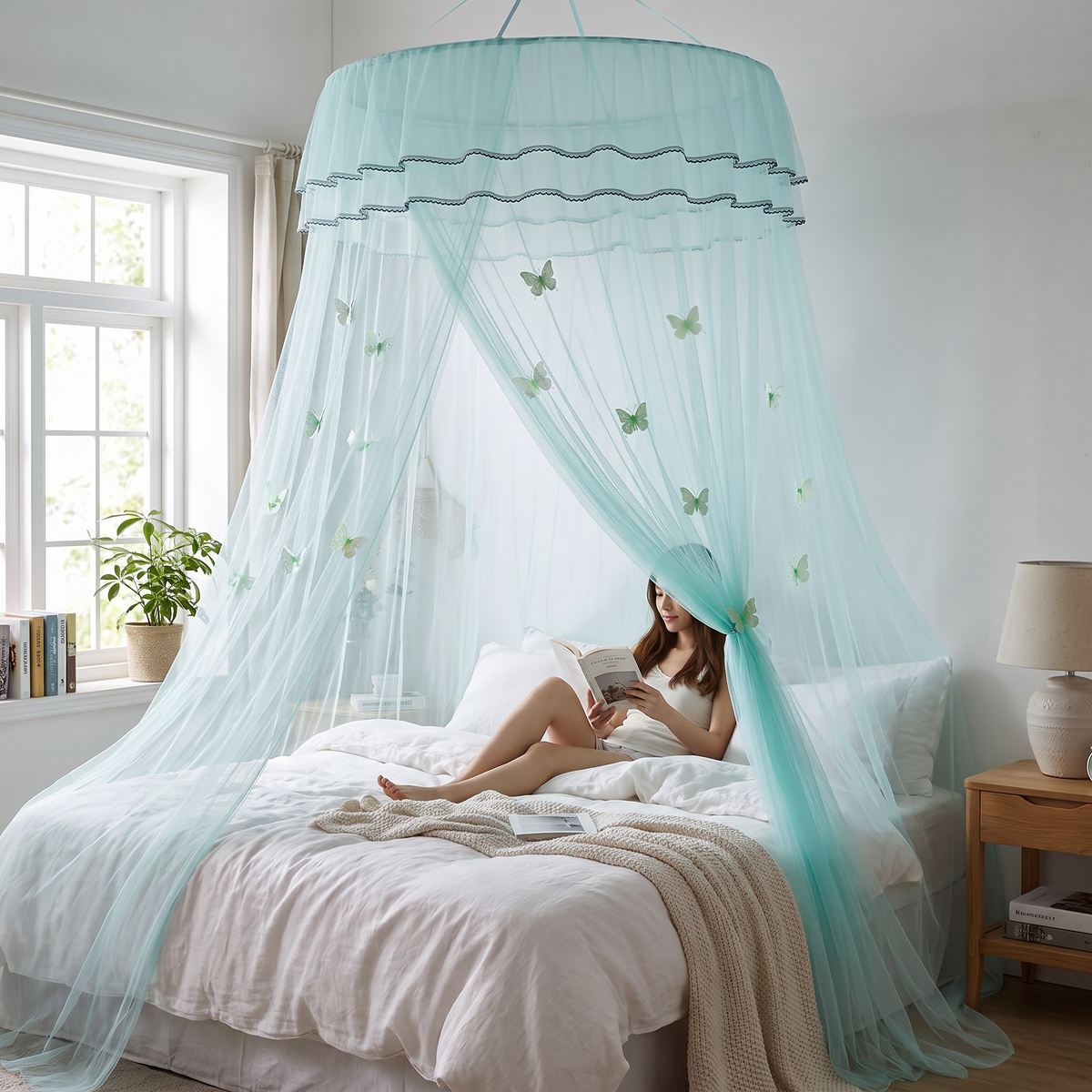 Dome Bed Canopy with Glow-in-the-Dark Butterflies - lifestyle