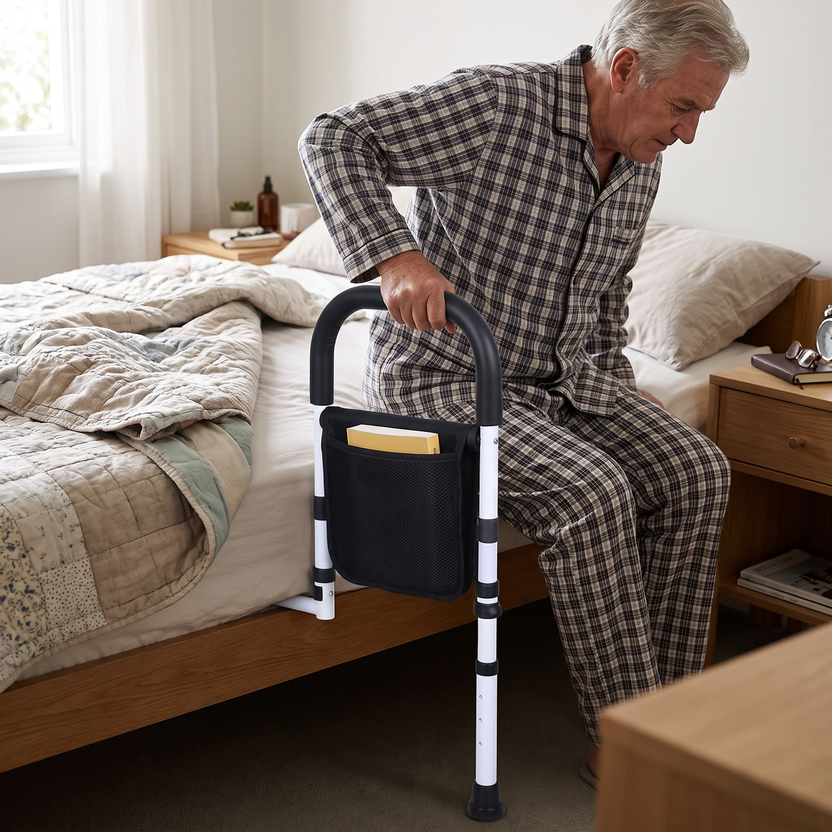 Steel Bed Assist Rail with Padded Grip - lifestyle