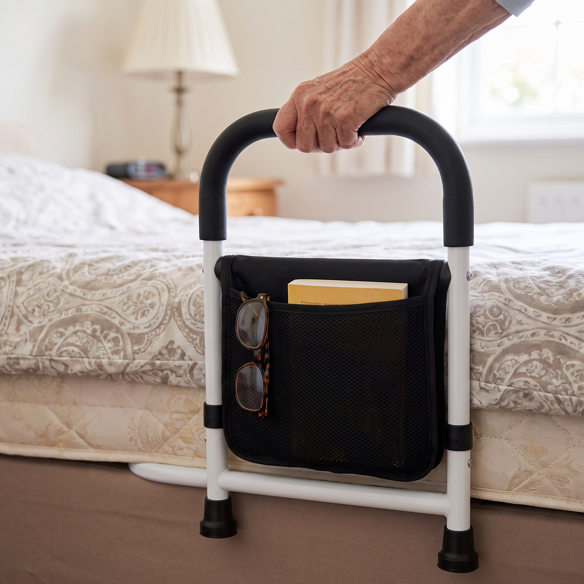 Steel Bed Assist Rail with Padded Grip - lifestyle