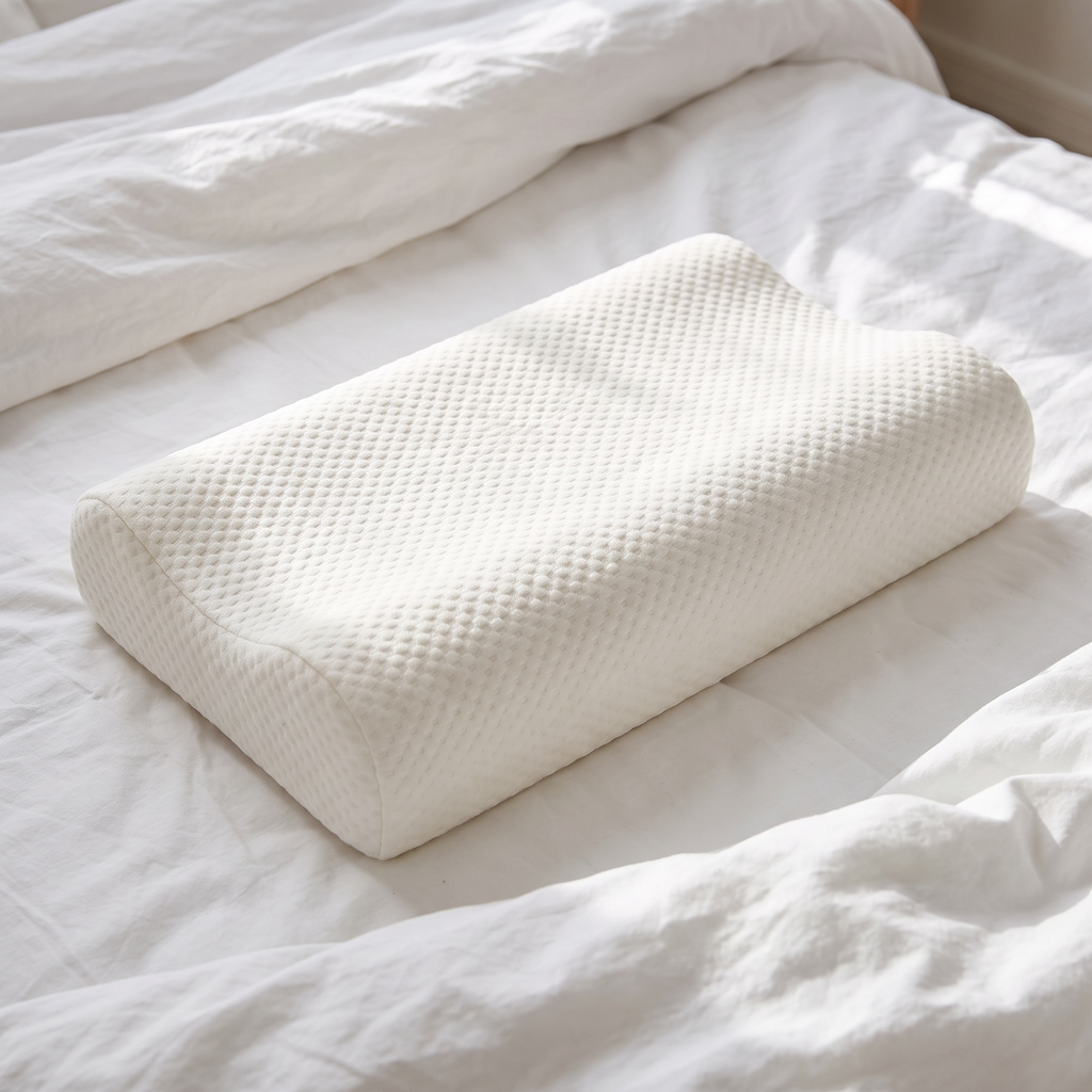 Contoured Memory Foam Neck Pillow with Bamboo Cover - lifestyle