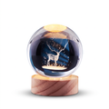 3D Engraved Crystal Ball Night Light with Wooden Base