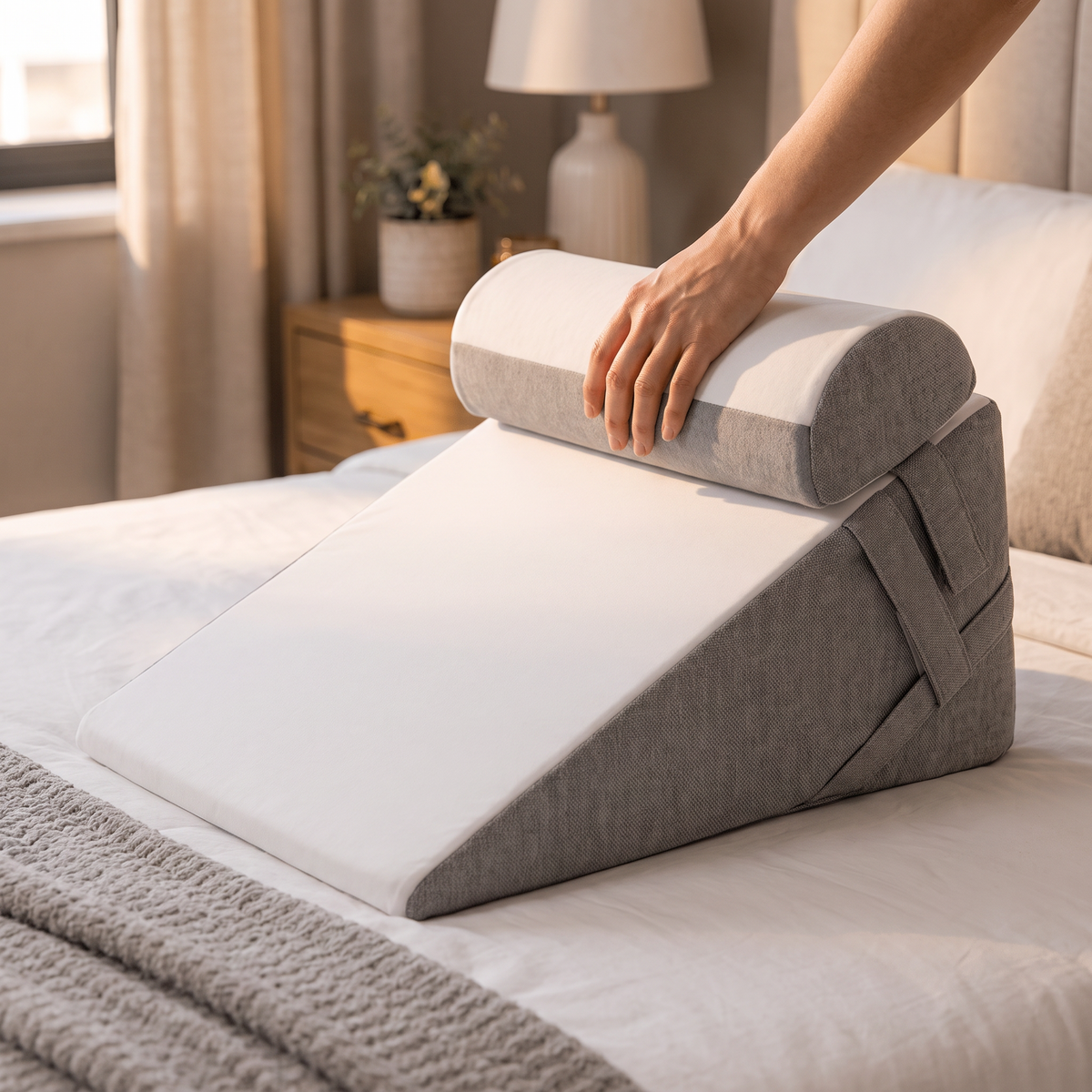 Adjustable Foam Bed Wedge Pillow for Back and Leg Support - lifestyle