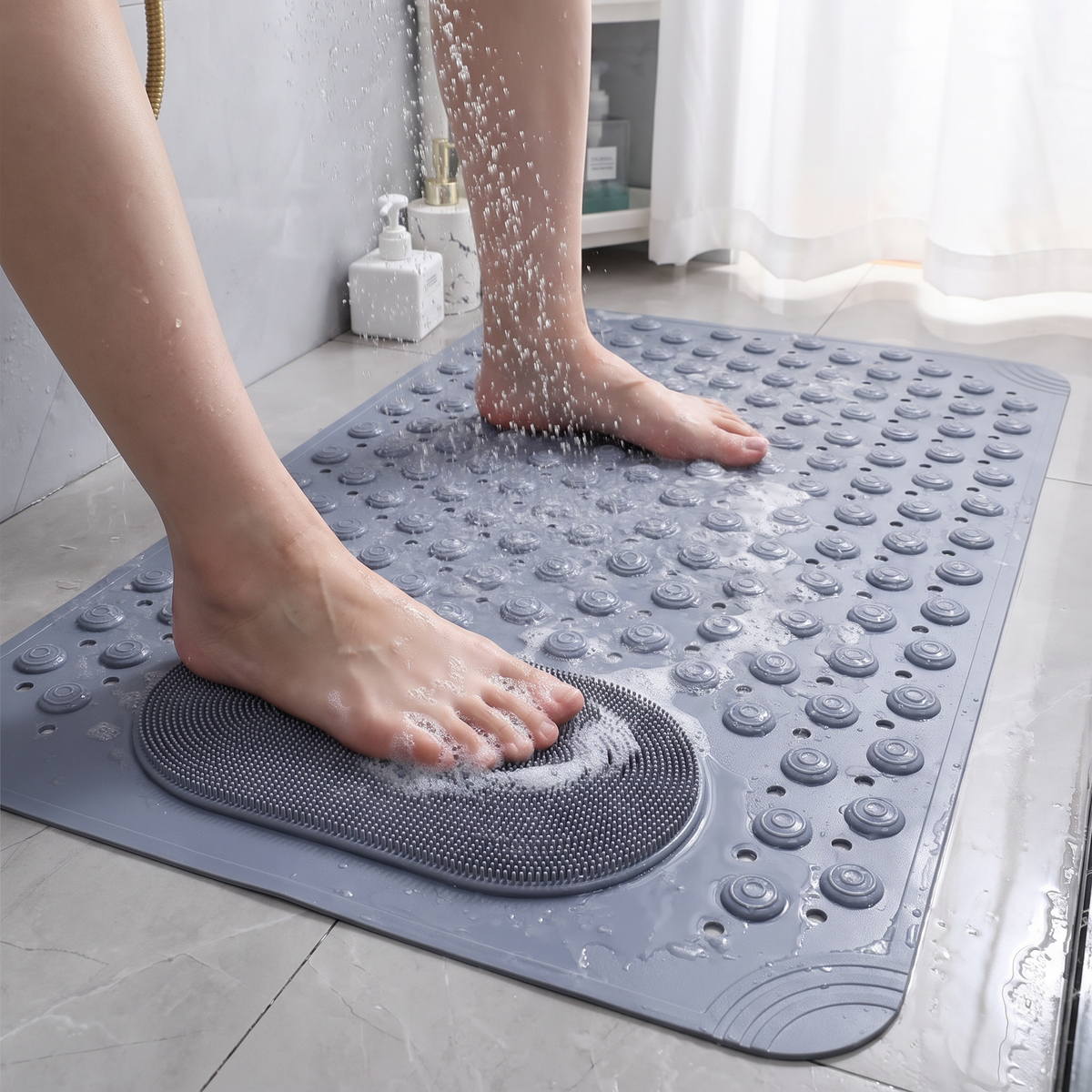 Non-Slip Suction Shower Mat with Drainage Holes - lifestyle