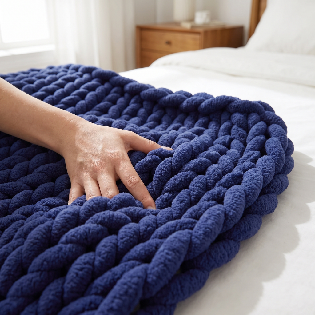 Handmade Chunky Knit Throw Blanket - lifestyle