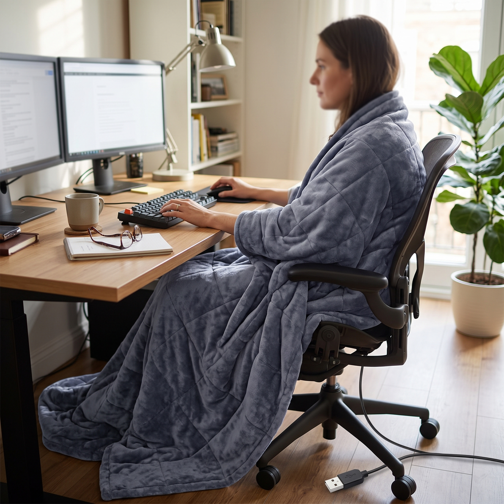 USB Heated Flannel Throw Blanket with 3 Heat Settings - lifestyle
