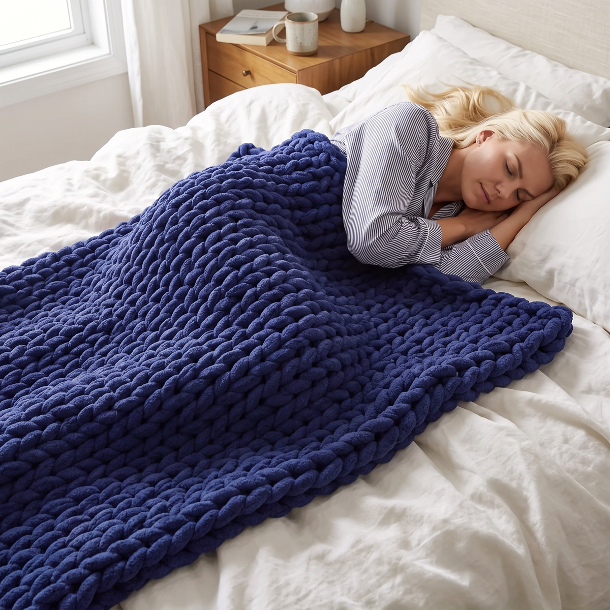 Handmade Chunky Knit Throw Blanket - lifestyle