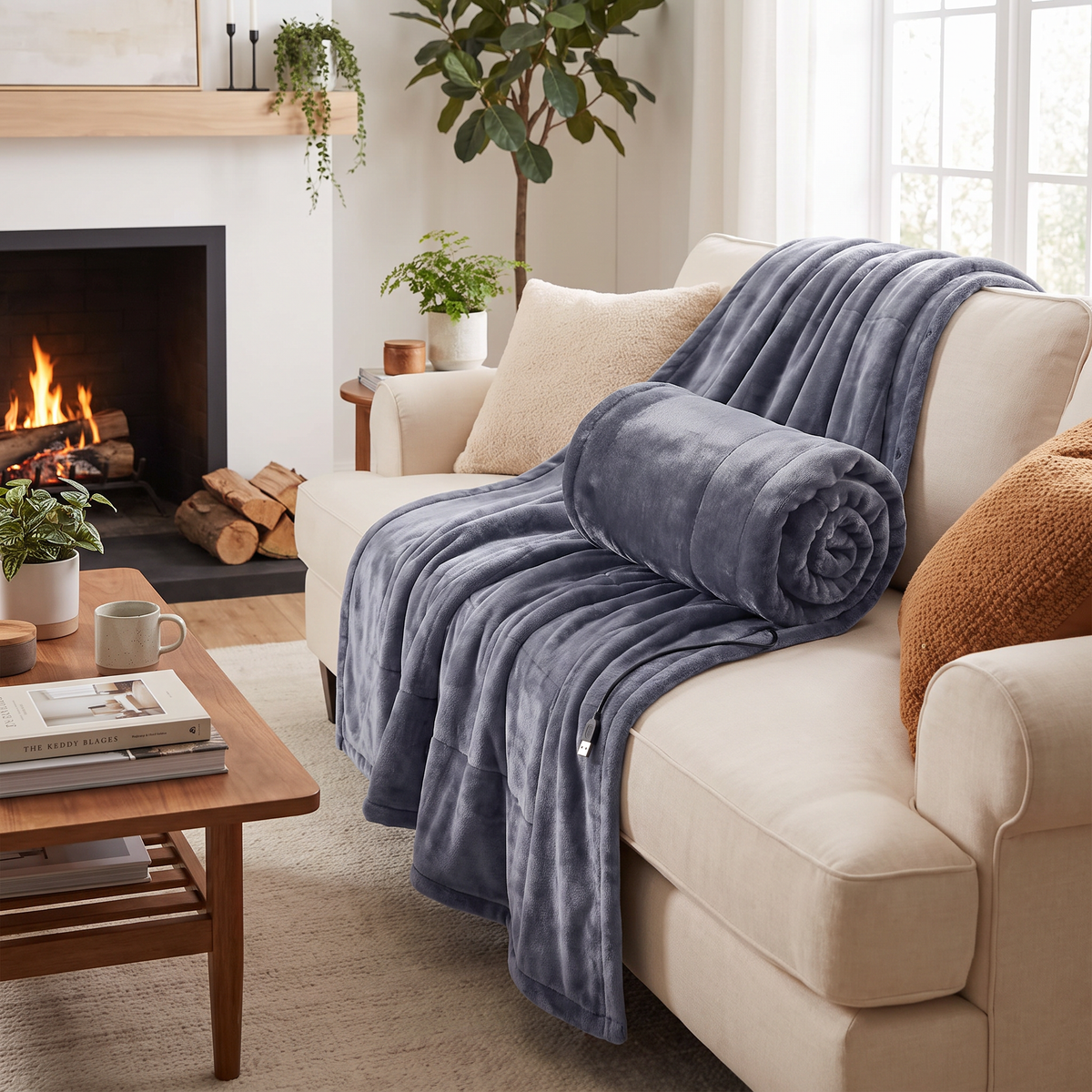 USB Heated Flannel Throw Blanket with 3 Heat Settings - lifestyle