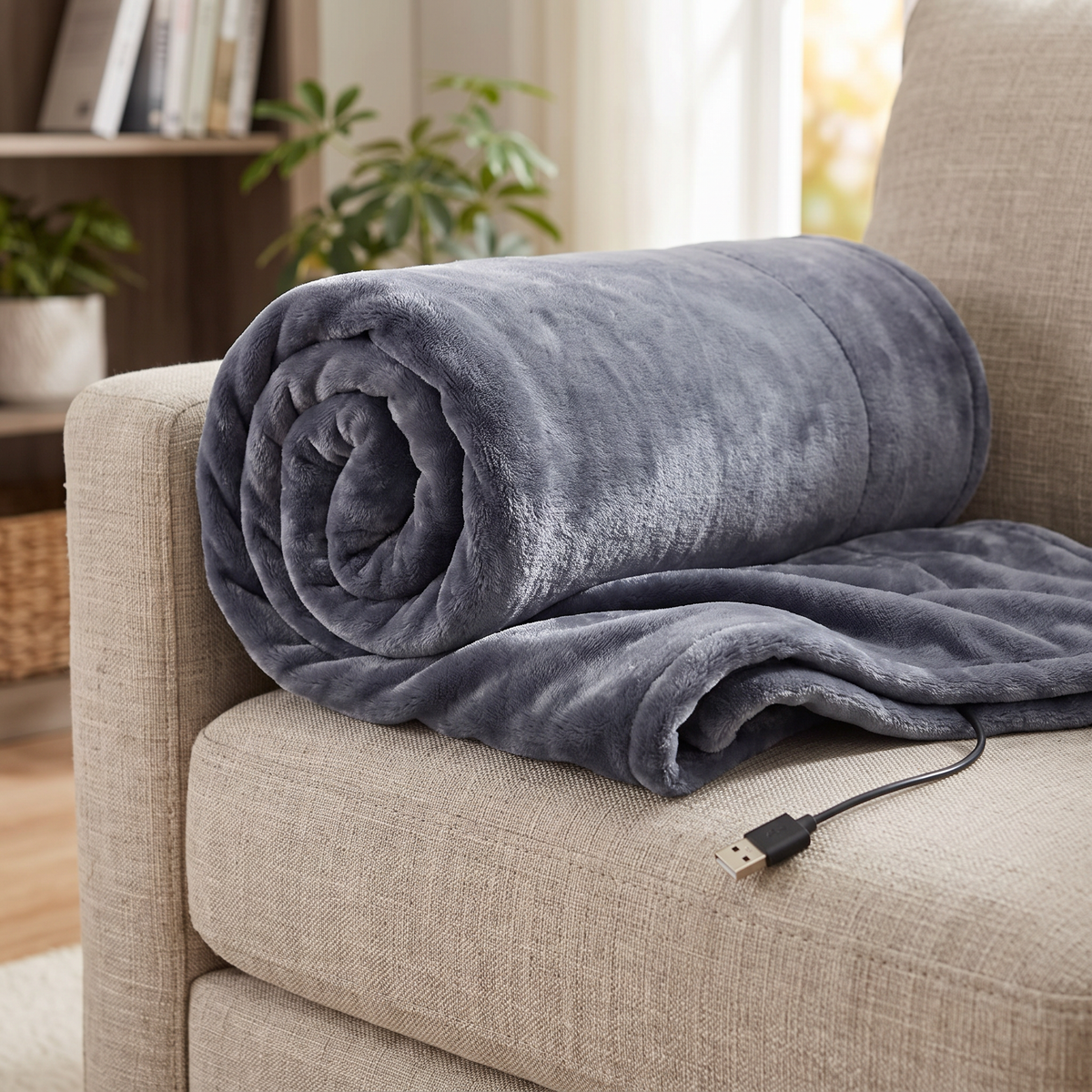 USB Heated Flannel Throw Blanket with 3 Heat Settings - lifestyle