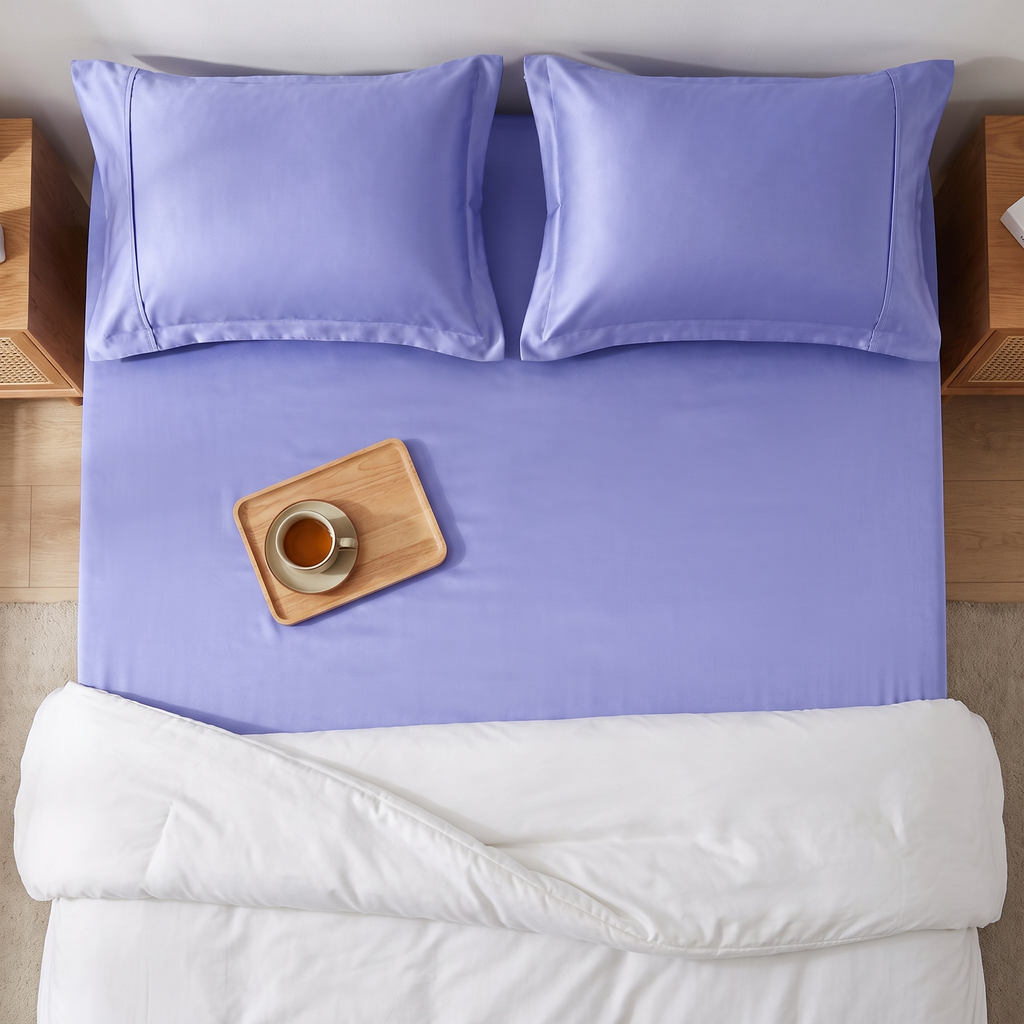 Smooth Satin-Feel Polyester Fitted Sheet - lifestyle