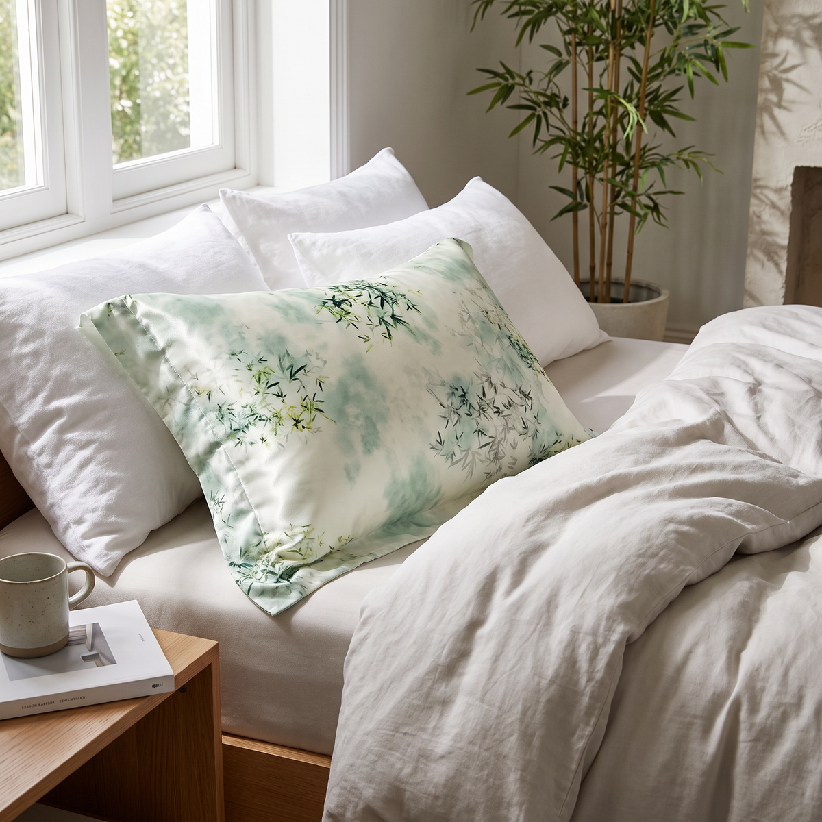 Printed Silk-Blend Pillowcase Set of 2 - lifestyle