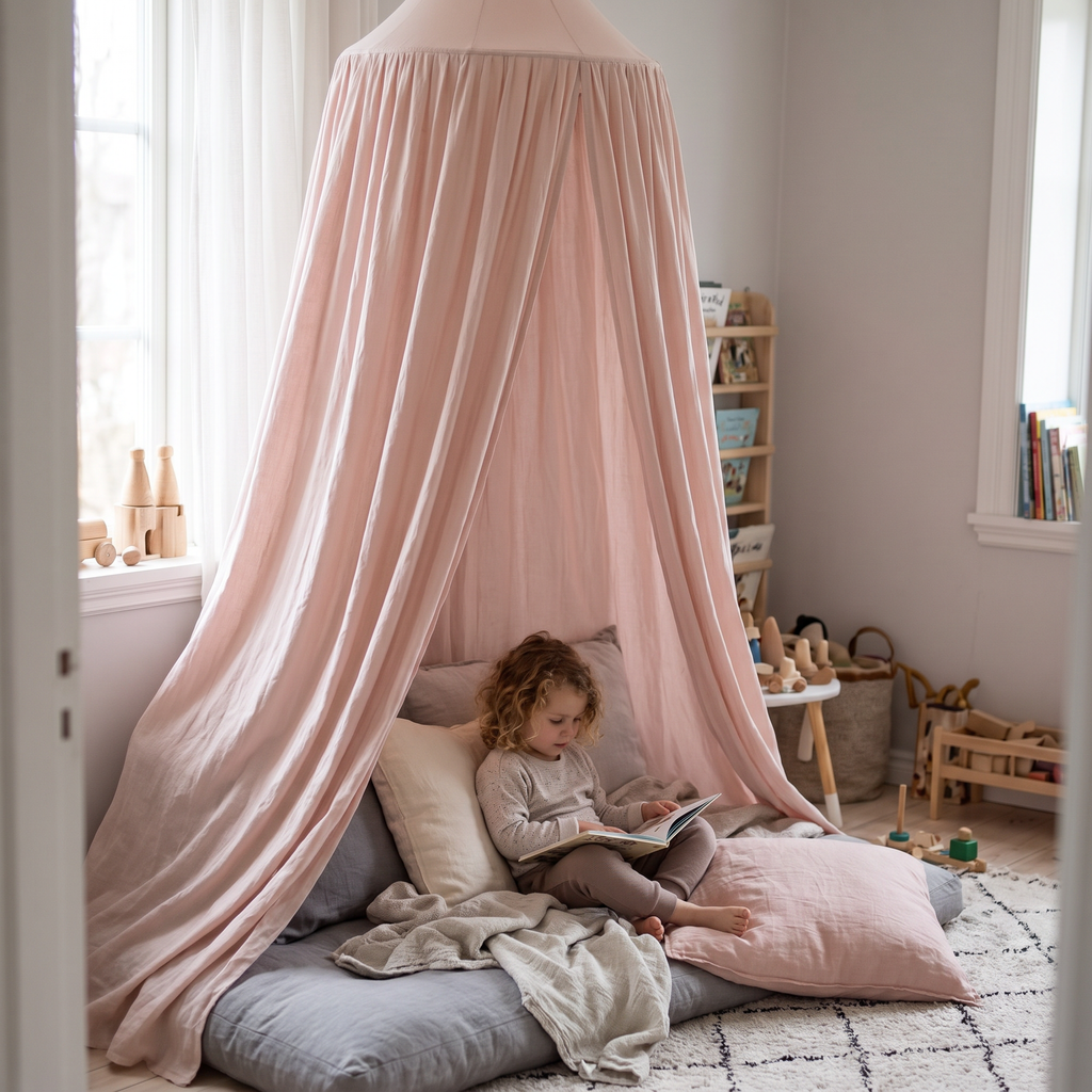 Round Hanging Bed Canopy for Kids Rooms - lifestyle