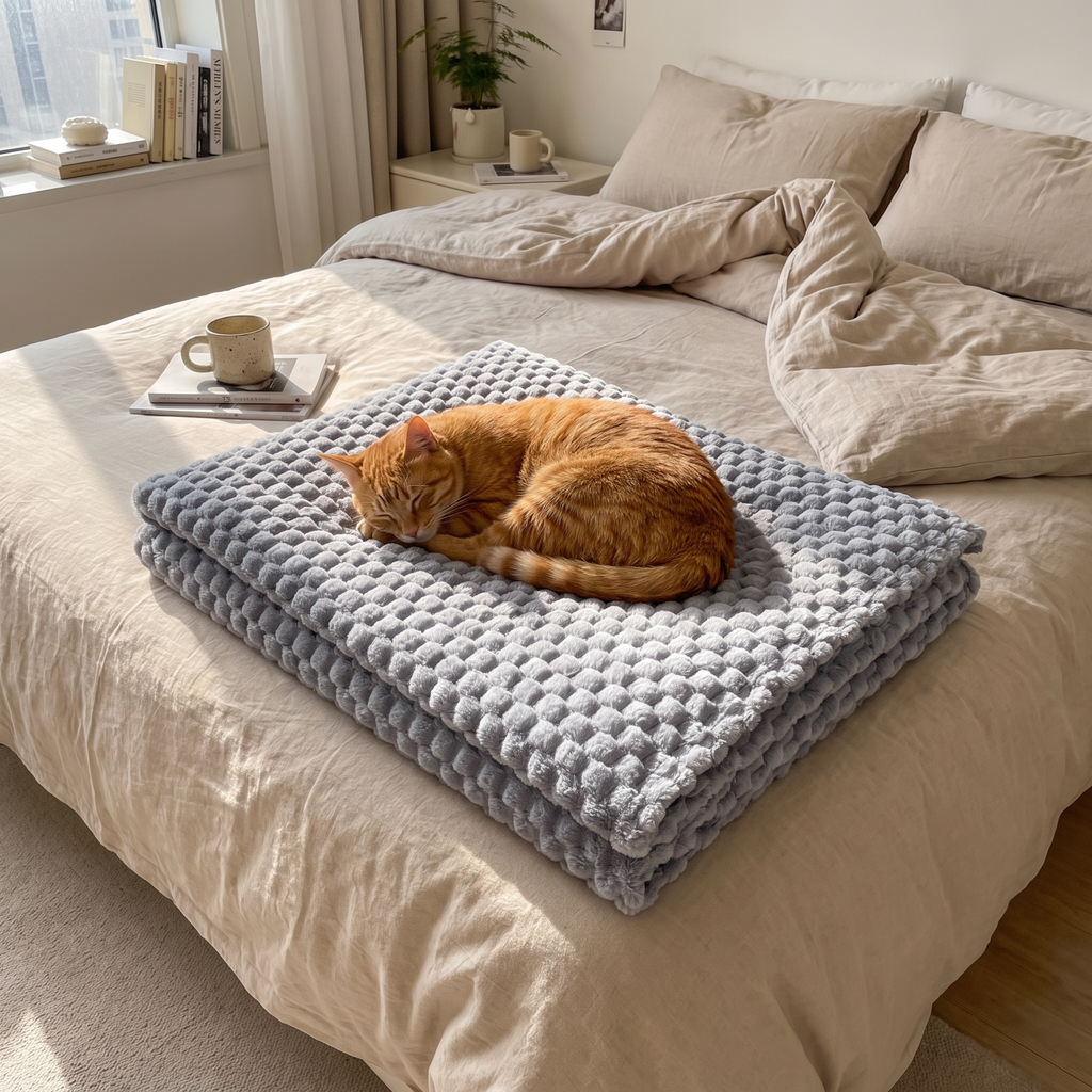 Embossed Check Plush Velvet Blanket - lifestyle
