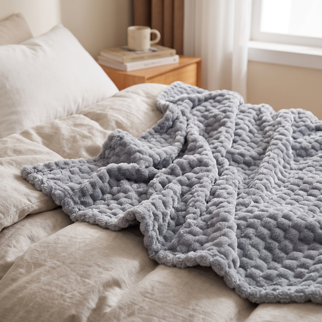 Embossed Check Plush Velvet Blanket - lifestyle