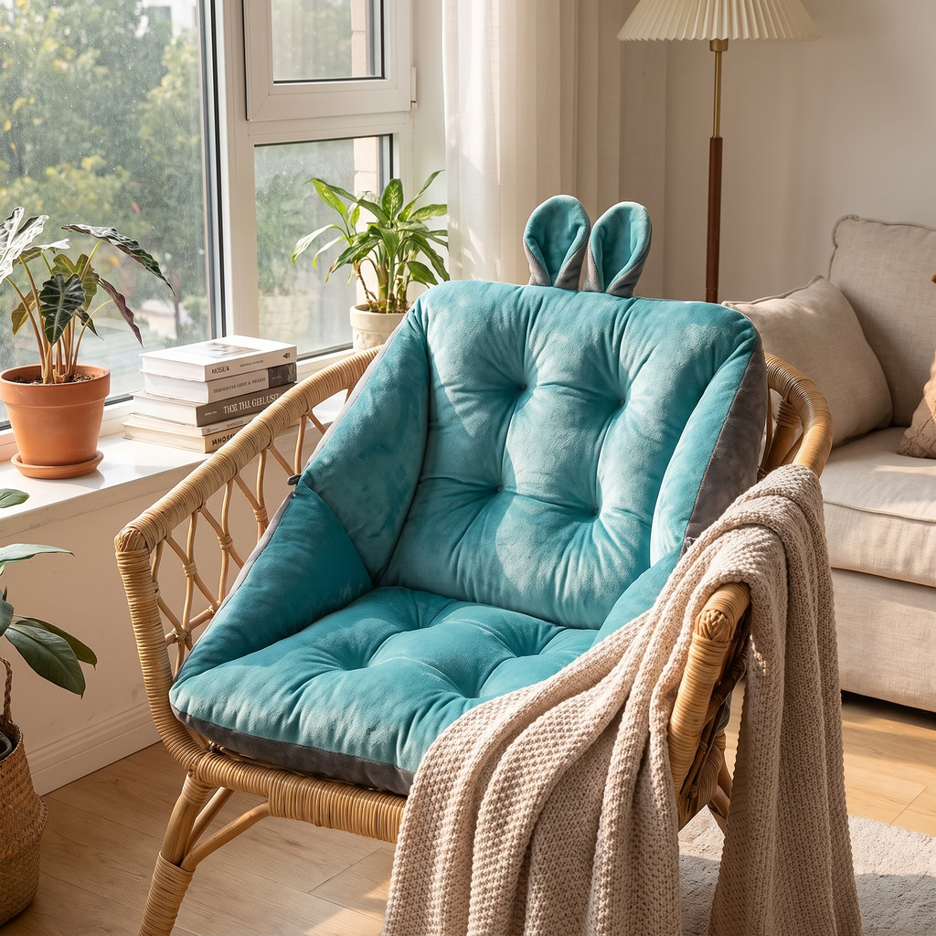 Plush Velvet Wraparound Chair Cushion with Side Wings - lifestyle
