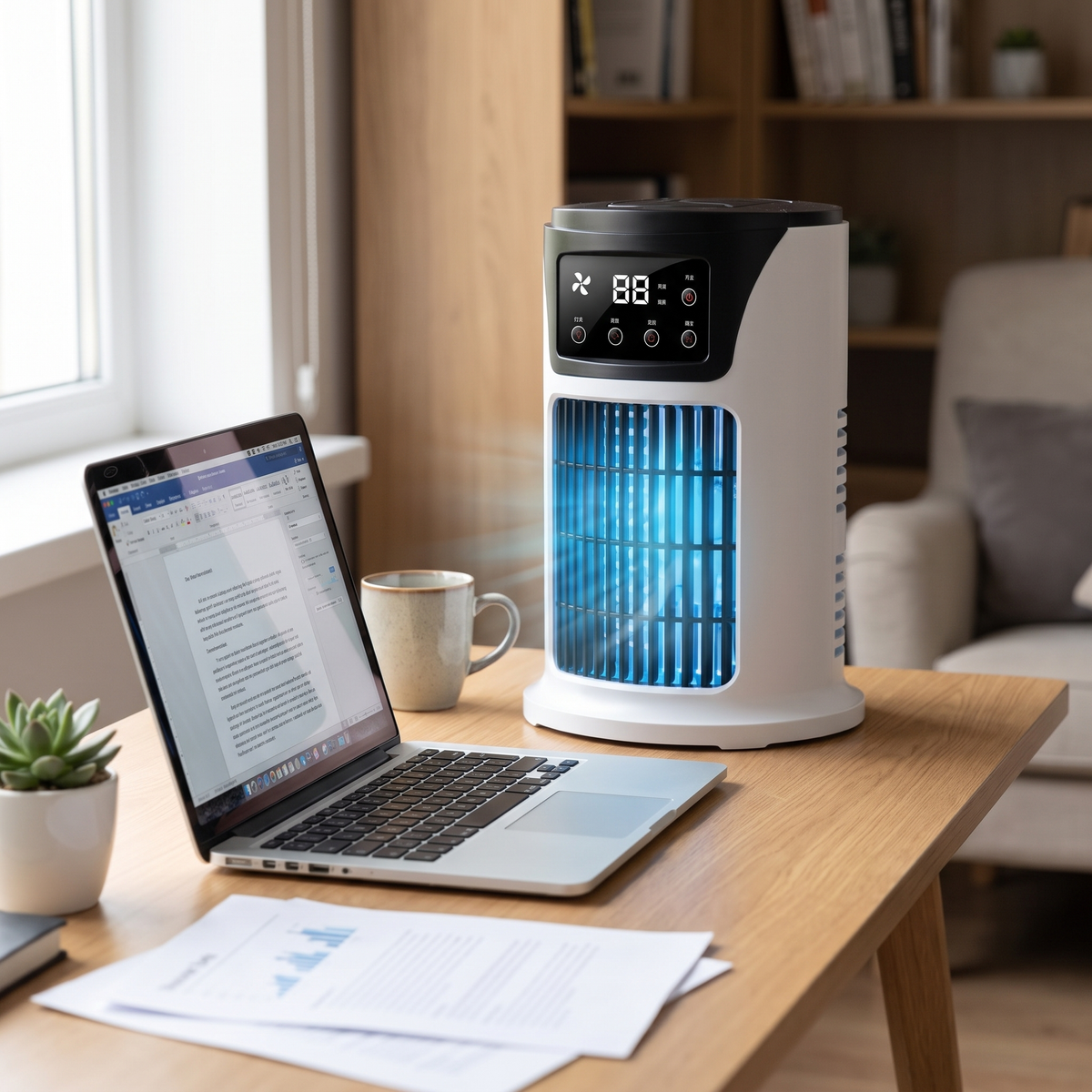 Portable 3-in-1 USB Evaporative Air Cooler and Humidifier - lifestyle