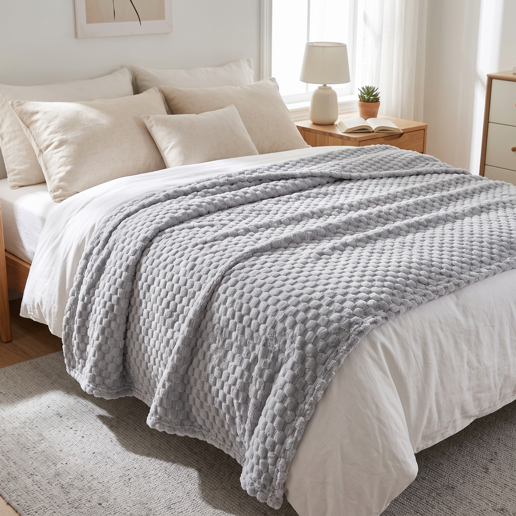 Embossed Check Plush Velvet Blanket - lifestyle