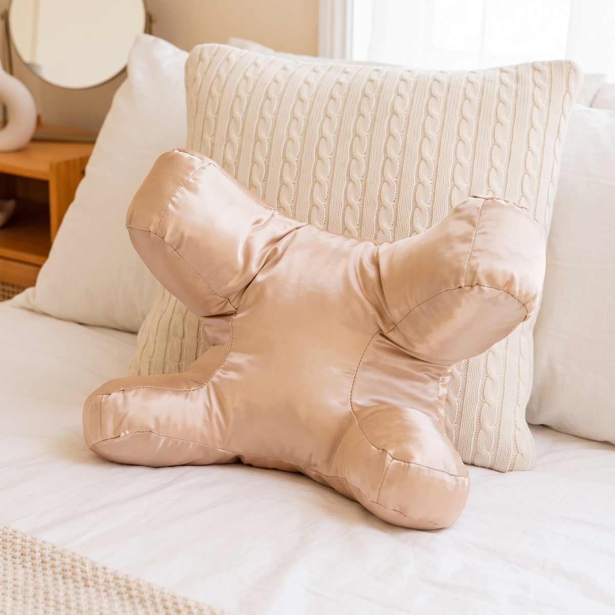 Satin X-Shaped Ergonomic Sleeping Pillow - lifestyle