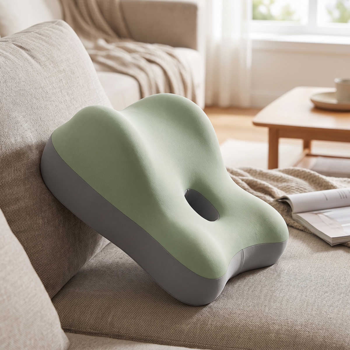Contoured Memory Foam Support Pillow with Center Opening - lifestyle