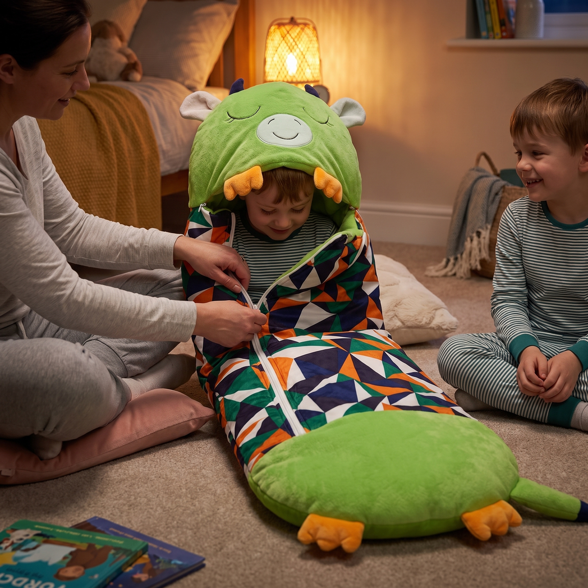 2-in-1 Plush Animal Pillow and Kids Sleeping Bag - lifestyle