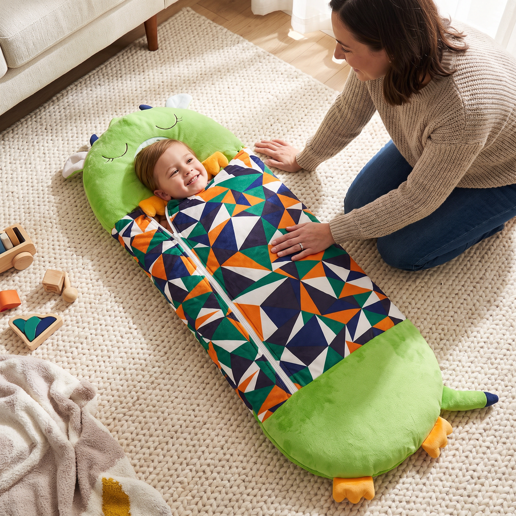 2-in-1 Plush Animal Pillow and Kids Sleeping Bag - lifestyle