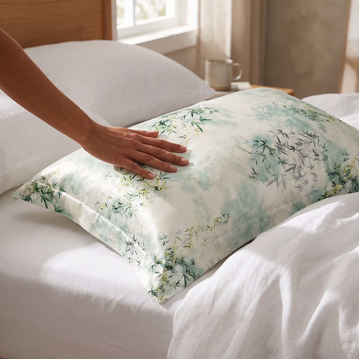 Printed Silk-Blend Pillowcase Set of 2 - lifestyle