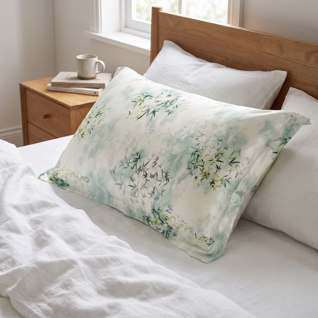 Printed Silk-Blend Pillowcase Set of 2 - lifestyle