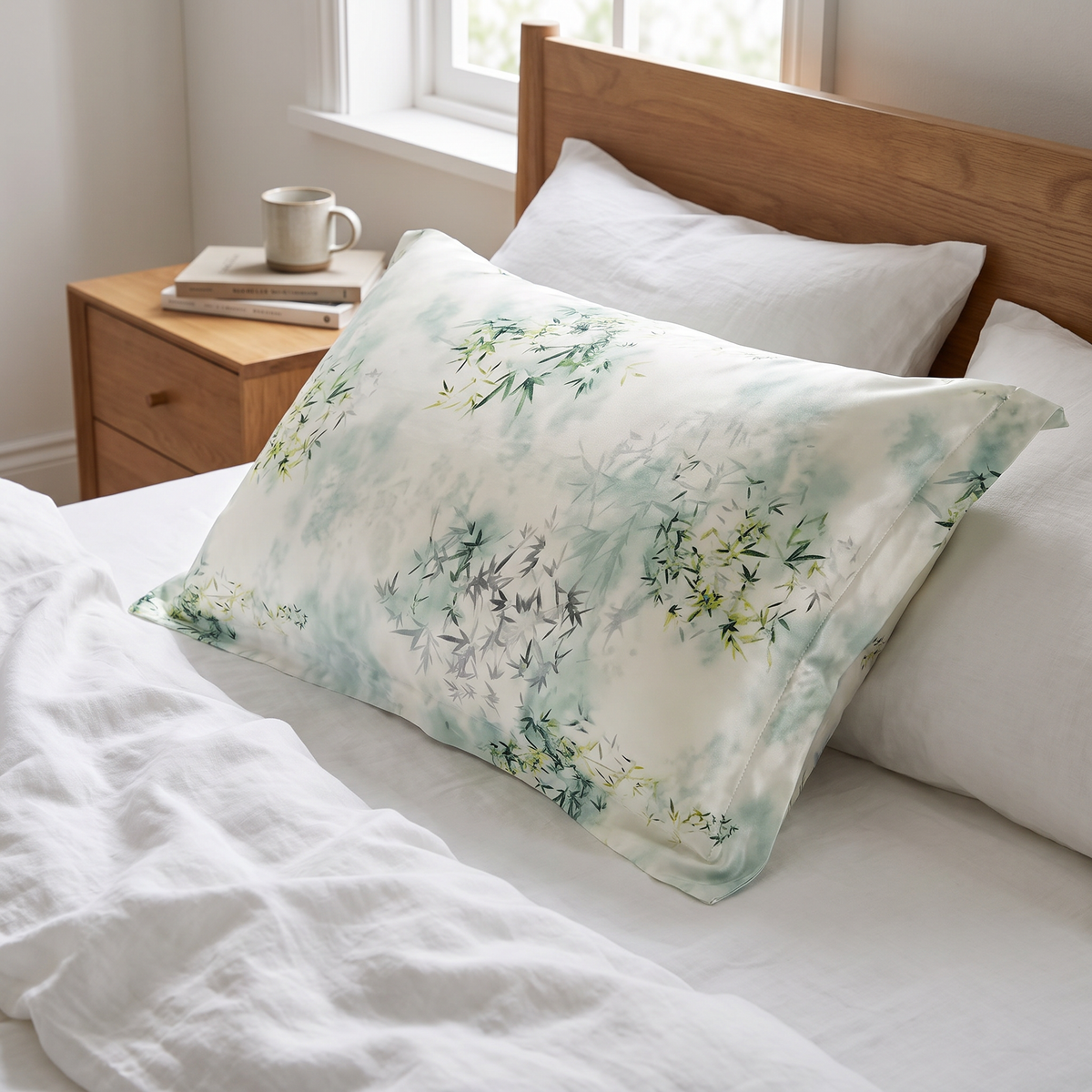 Printed Silk-Blend Pillowcase Set of 2 - lifestyle