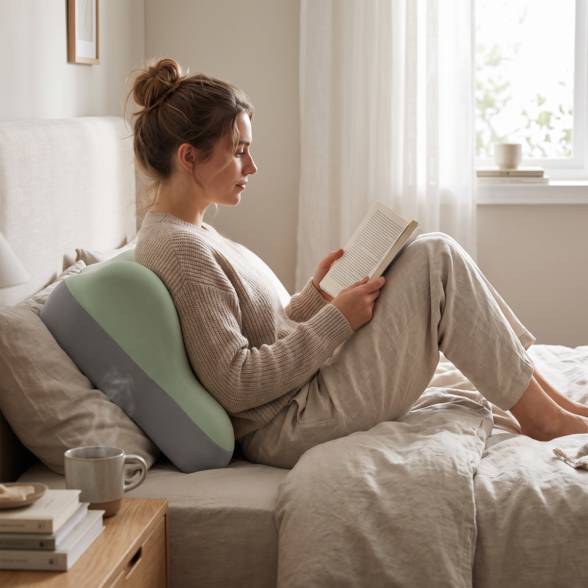 Contoured Memory Foam Support Pillow with Center Opening - lifestyle