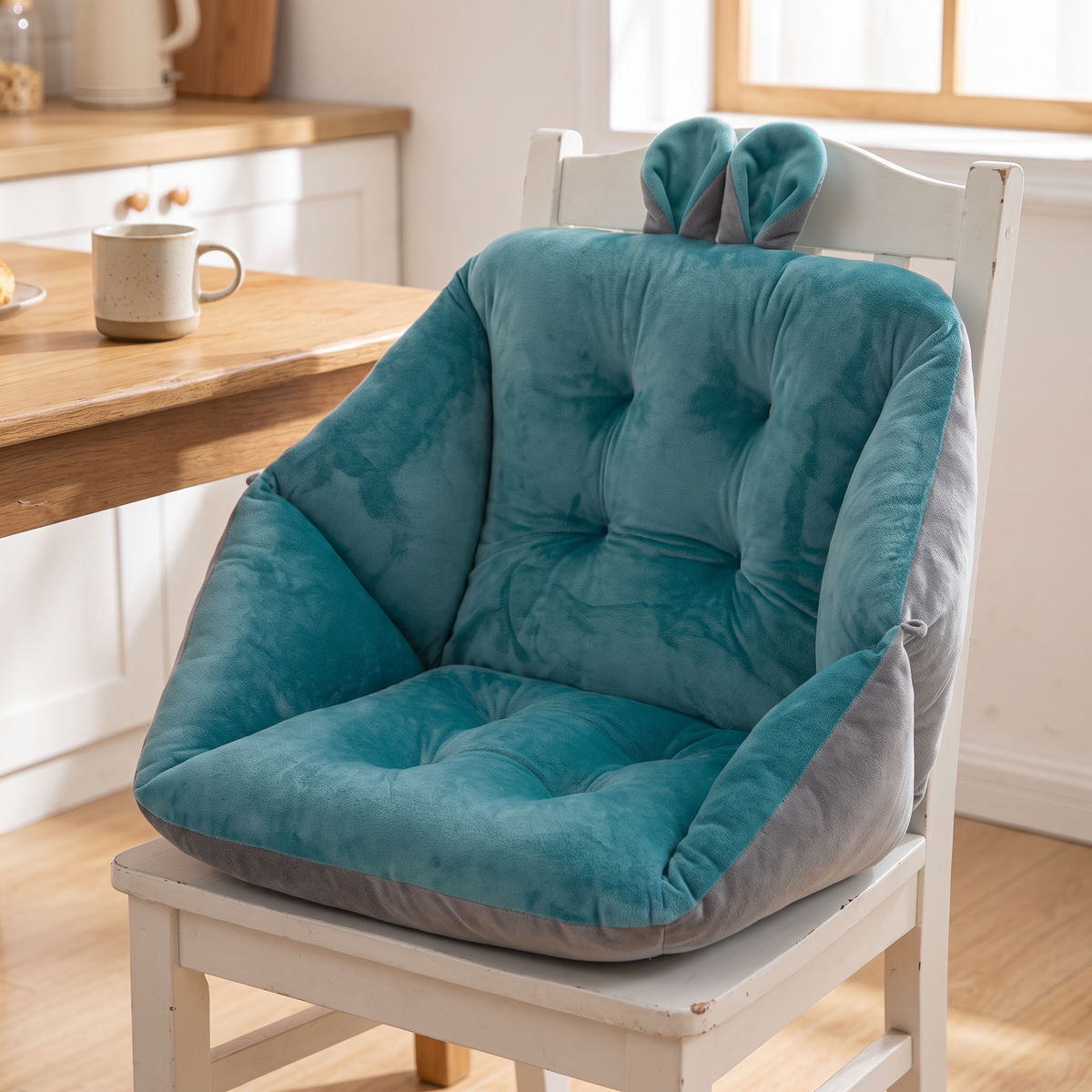 Plush Velvet Wraparound Chair Cushion with Side Wings - lifestyle