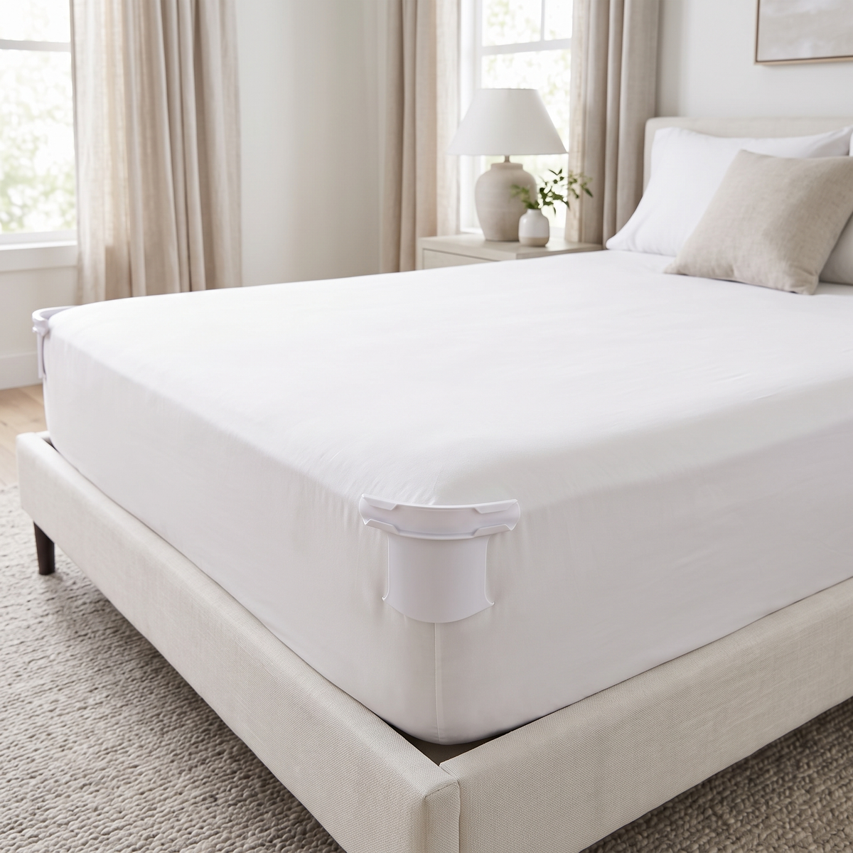 Mattress Corner Sheet Clips with Elastic Straps - lifestyle