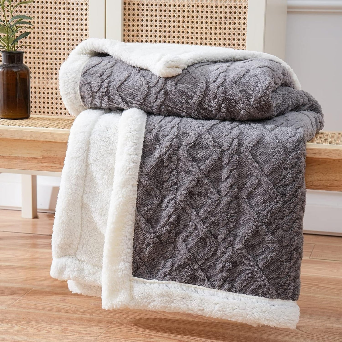 Reversible Tufted Sherpa Fleece Blanket