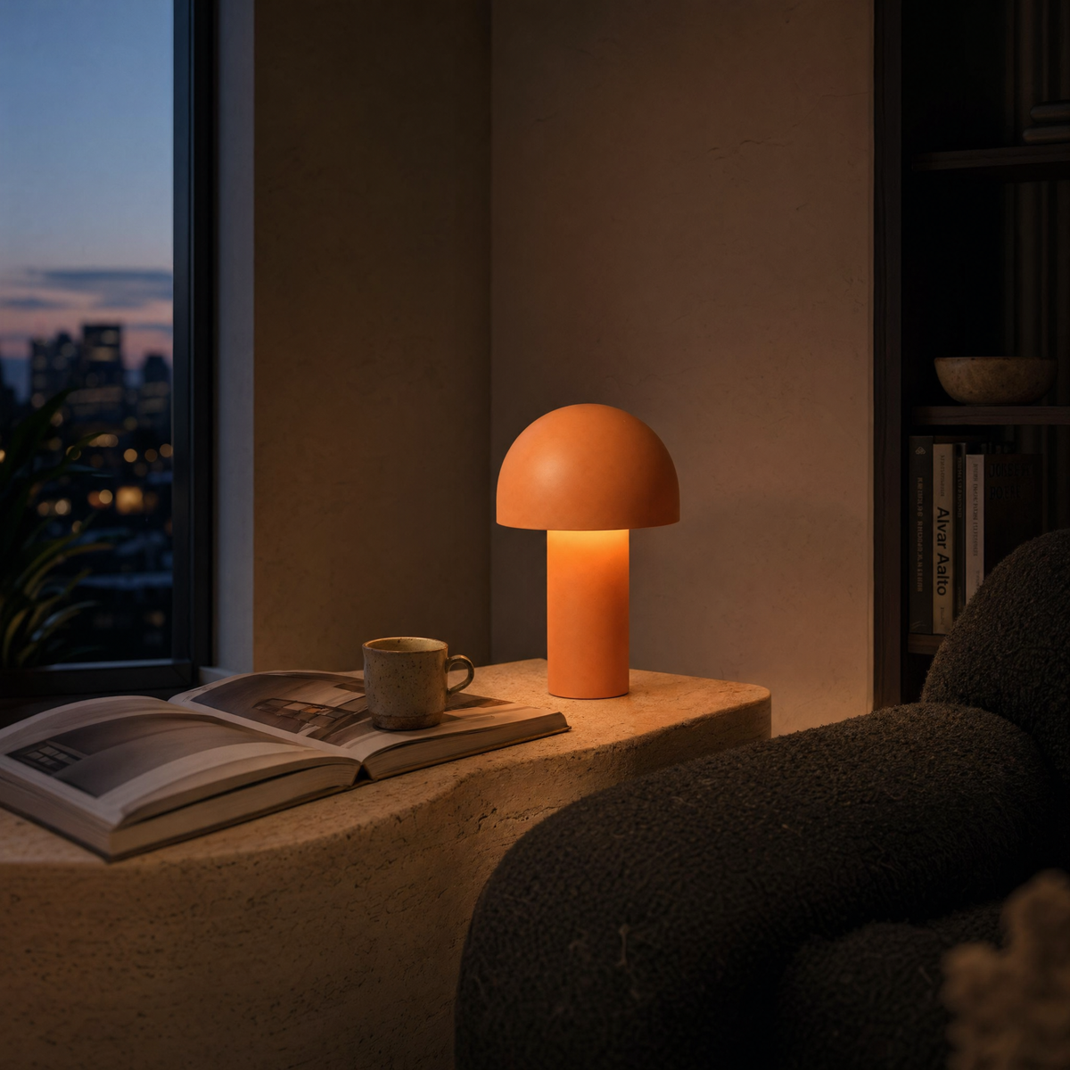 Tonal Metal Mushroom Table Lamp