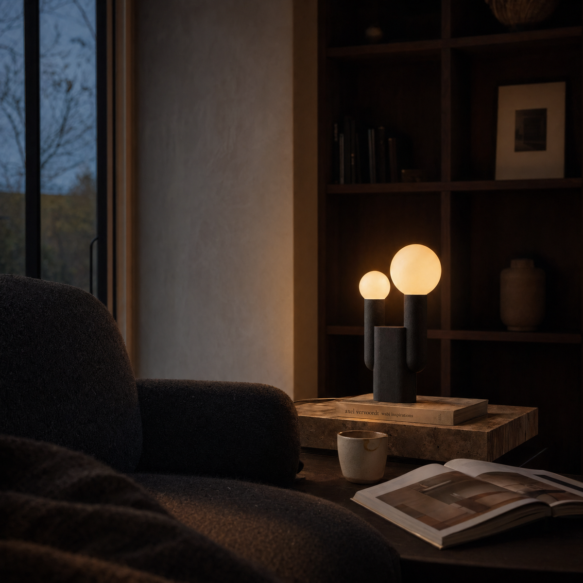 Twin Opal Globe Ceramic Table Lamp