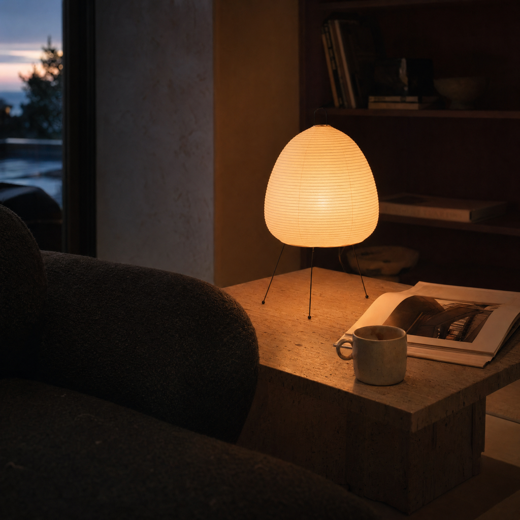 Slim Oval Rice Paper Table Lamp