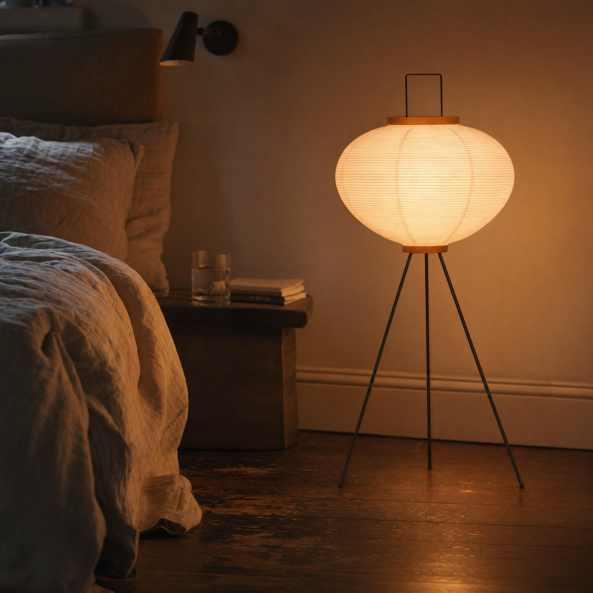 Rice Paper Tripod Floor Lamp