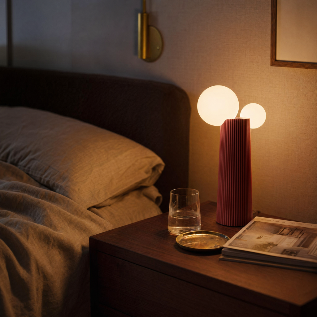 Cordless Fluted Twin-Globe Table Lamp