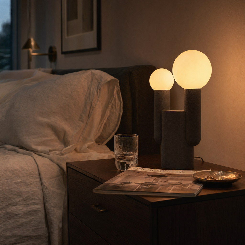 Twin Opal Globe Ceramic Table Lamp