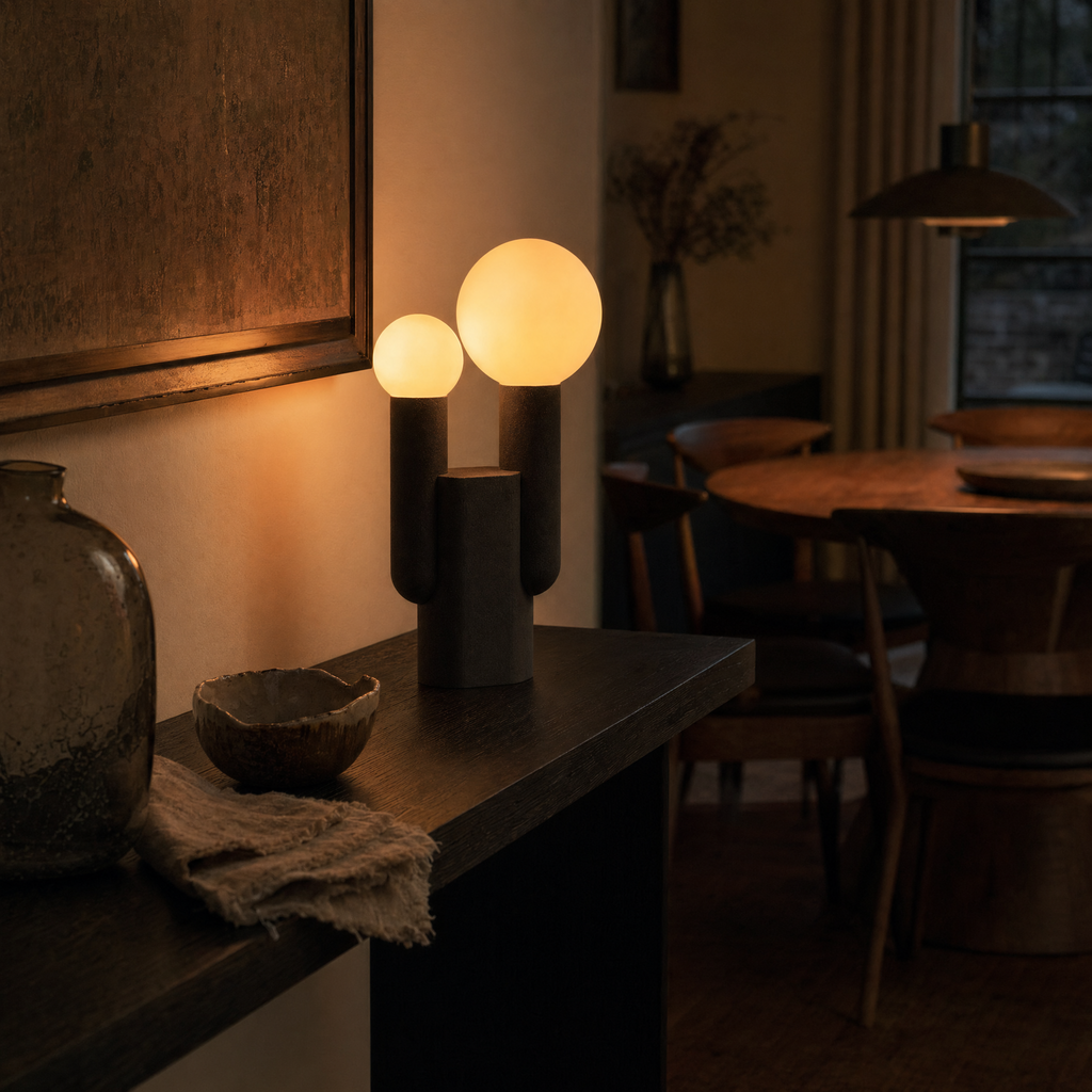 Twin Opal Globe Ceramic Table Lamp