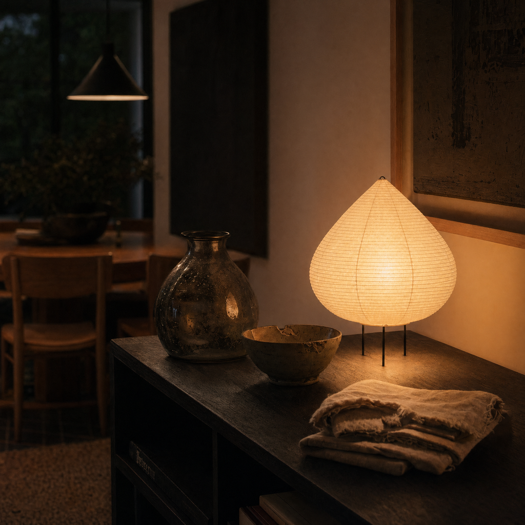 Round Rice Paper Lantern Table Lamp